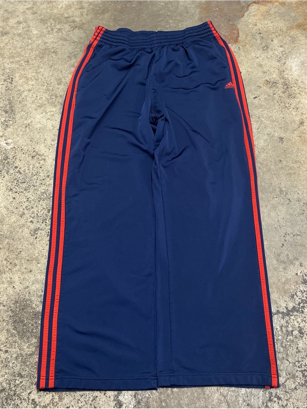 Y2K Adidas Track Pants Men’s Large Baggy Navy Orange Streetwear Breathable 00s